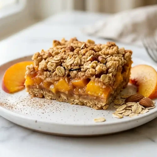 Peach Almond Oatmeal Crumble Bars