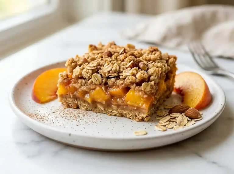 Peach Almond Oatmeal Crumble Bars