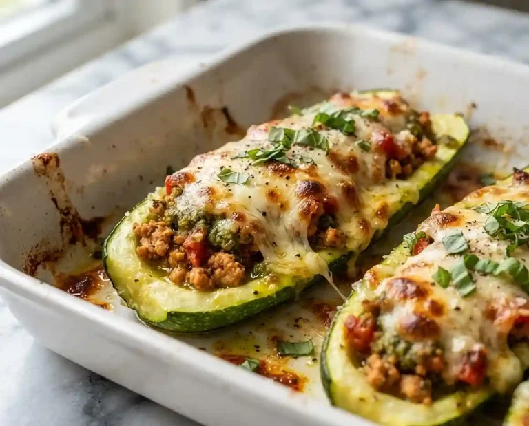 Pesto Turkey Zucchini Lasagna Boats
