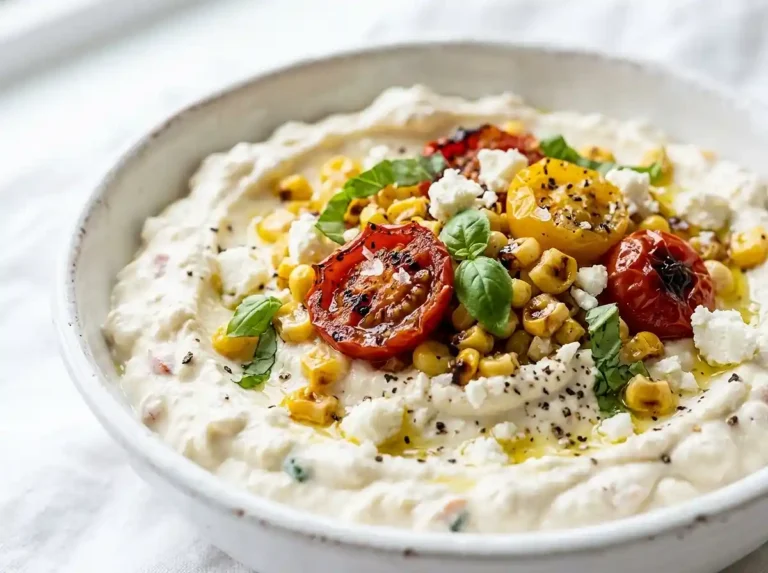 Roasted Tomato Corn Whipped Cottage Cheese Dip