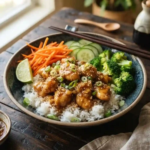 Sticky Ginger Chicken Rice Bowls
