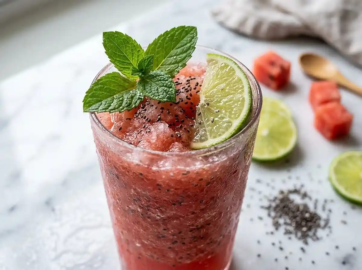 Watermelon Lime Coconut Chia Slush