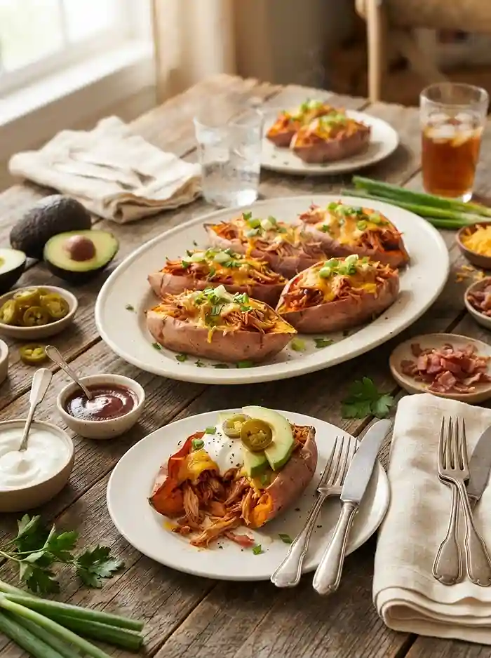 BBQ Cheddar Turkey Stuffed Sweet Potatoes 4 bbq turkey dinner