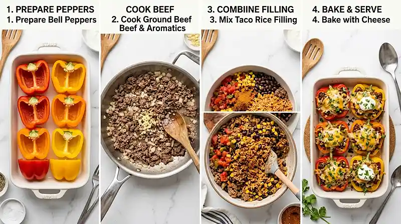 Gluten-Free Beef Taco Rice Stuffed Peppers 3 beef taco rice dinner