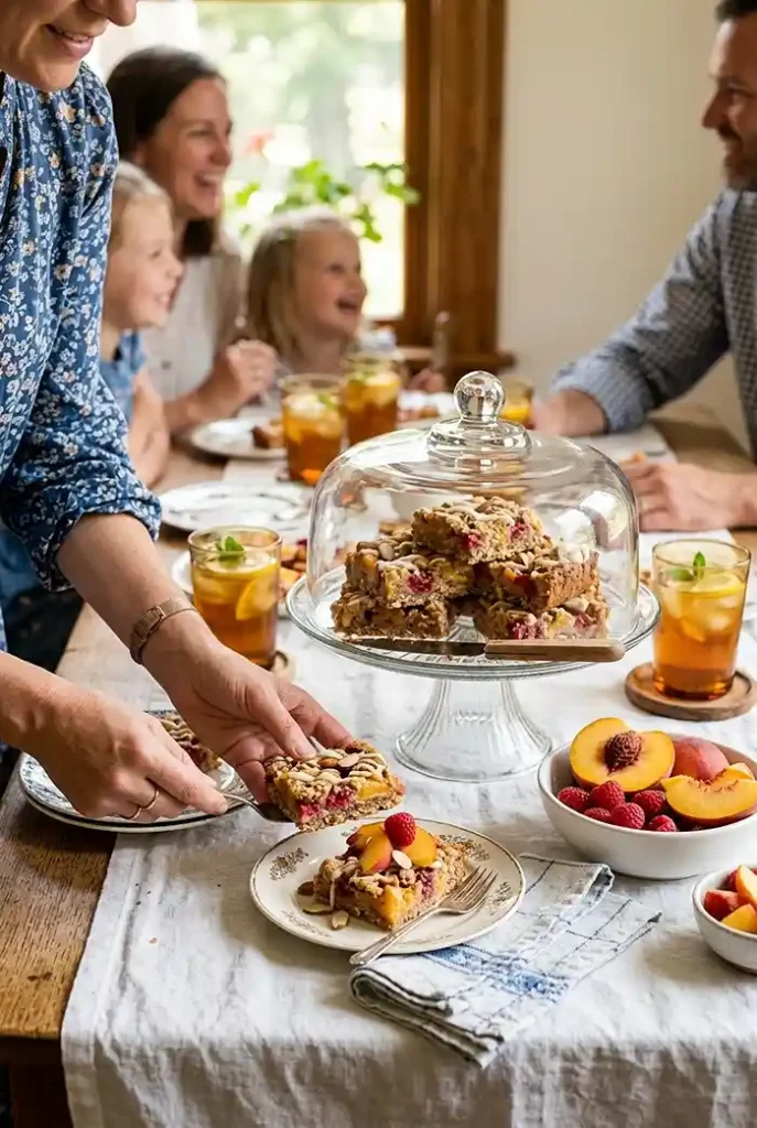 Gluten-Free Peach Melba Cookie Bars 4 berry peach baking
