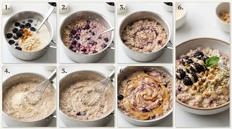 Blackberry Tahini Protein Oatmeal 3 blackberry breakfast