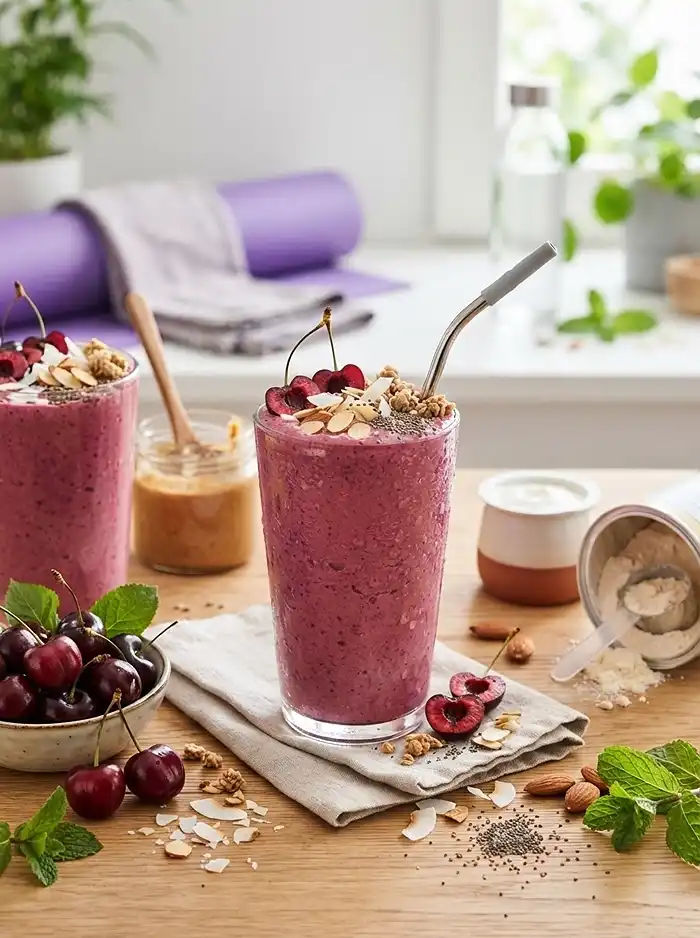 Gluten-Free Cherry Vanilla Protein Smoothie 4 breakfast drink