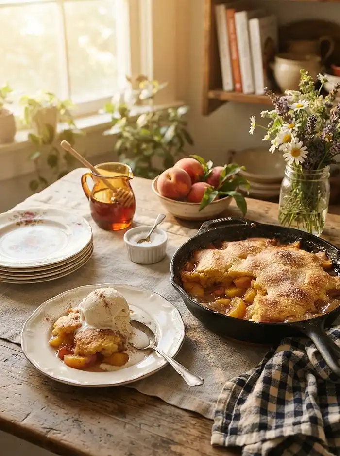 Brown Butter Cornbread Peach Cobbler 4 brown butter cornbread dessert