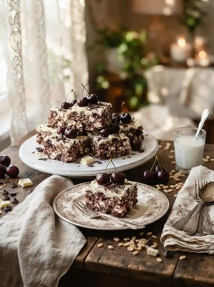 Black Forest Rice Krispie Squares 4 cherry chocolate treat