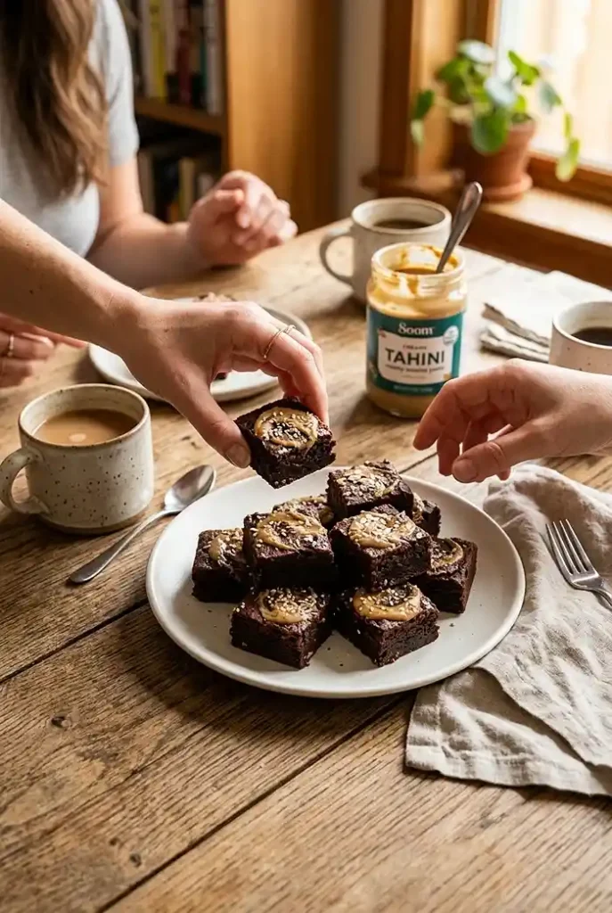 Gluten-Free Salted Tahini Brownie Bites 4 chocolate snack
