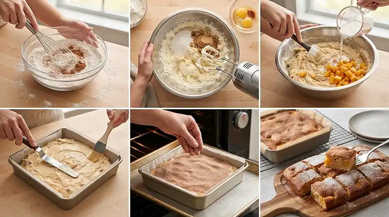 Cinnamon Sugar Peach Snack Cake 3 cinnamon sugar snack cake