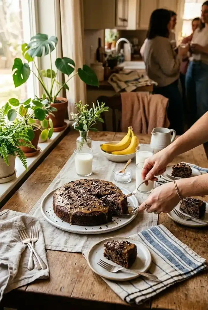 Brown Butter Banana Chocolate Snack Cake 4 easy dessert