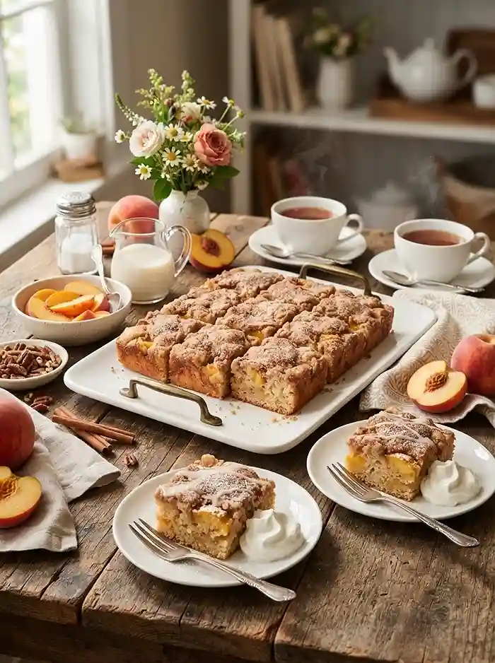 Cinnamon Sugar Peach Snack Cake 4 easy dessert