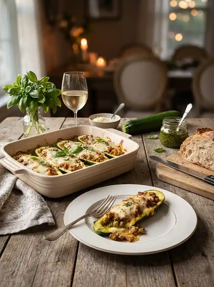 Pesto Turkey Zucchini Lasagna Boats 4 easy weeknight main