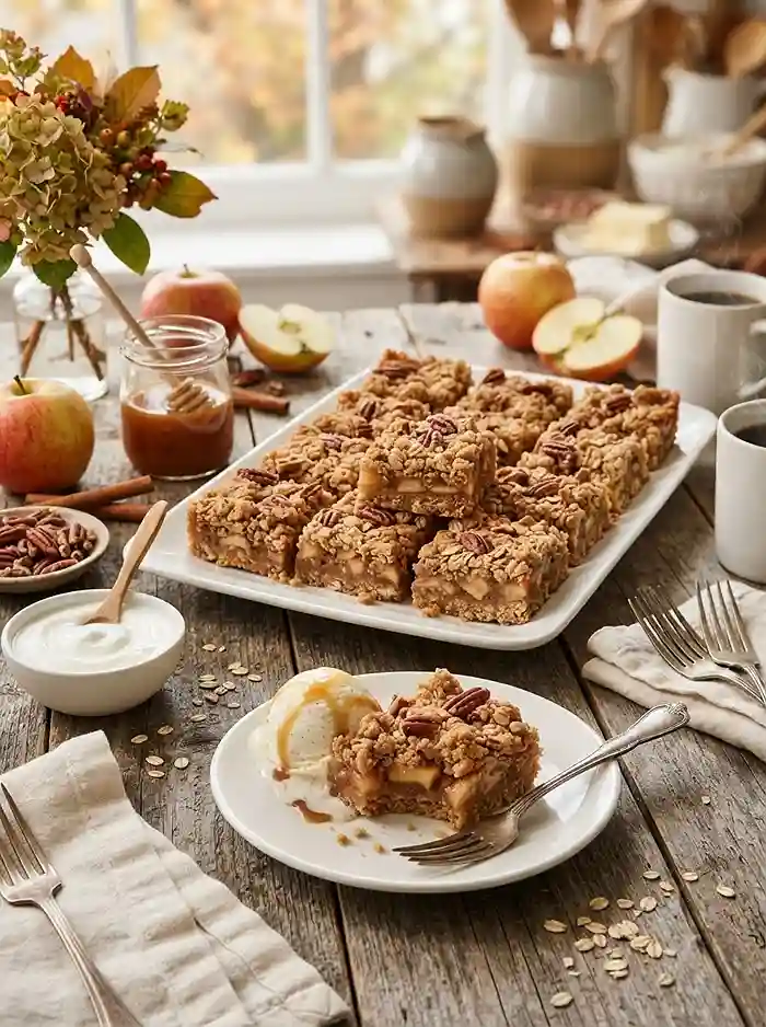 Oatmeal Cookie Apple Cobbler Bars 4 fall transition bake