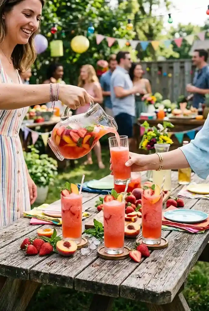 Gluten-Free Strawberry Peach Lemonade Slush 4 frozen summer drink