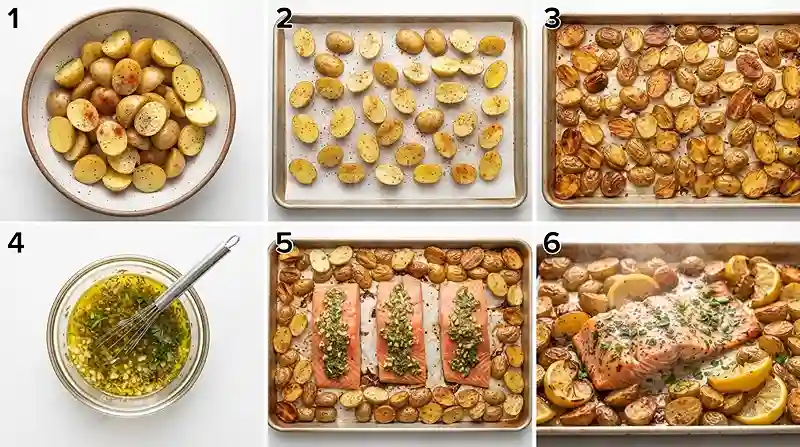 Gluten-Free Garlic Herb Salmon Sheet Pan 3 garlic herb potatoes