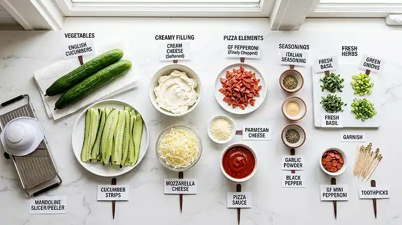 Gluten-Free Pizza Roll-Up Cucumber Bites 2 gluten-free cucumber bites