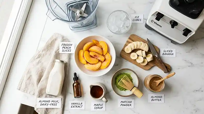 Gluten-Free Dairy-Free Peach Matcha Smoothie 2 gluten-free dairy-free smoothie