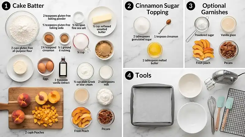 Cinnamon Sugar Peach Snack Cake 2 gluten free peach cake