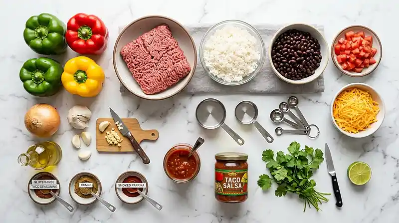 Gluten-Free Beef Taco Rice Stuffed Peppers 2 gluten-free stuffed peppers