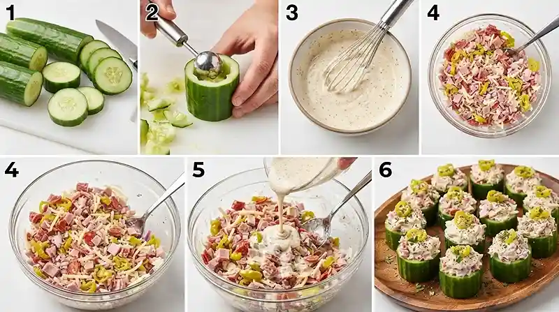 Gluten-Free Italian Grinder Cucumber Cups 3 grinder salad appetizer