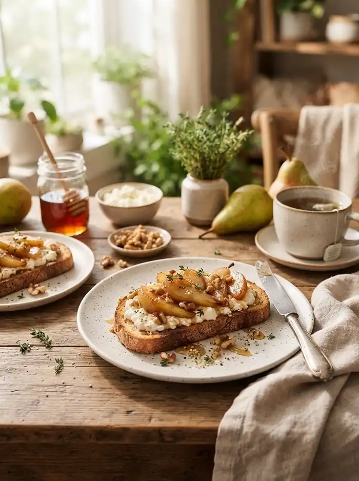 Caramelized Pear Cottage Cheese Toast 4 high-protein breakfast