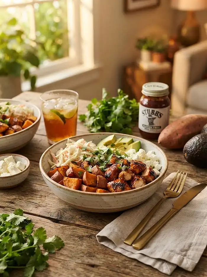 Honey BBQ Chicken Sweet Potato Bowls 4 honey bbq sweet potatoes