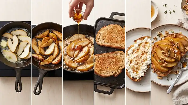 Caramelized Pear Cottage Cheese Toast 3 pear breakfast toast