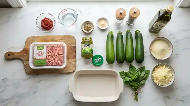 Pesto Turkey Zucchini Lasagna Boats 2 pesto turkey dinner