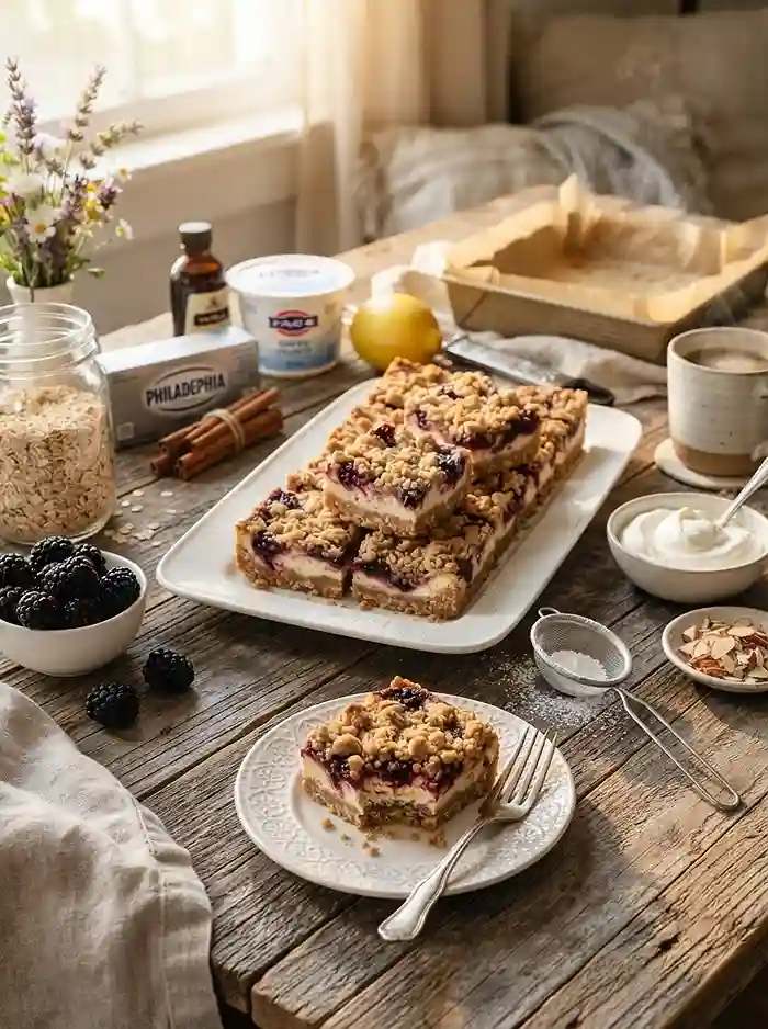 Blackberry Cheesecake Oat Bars 4 snack bars