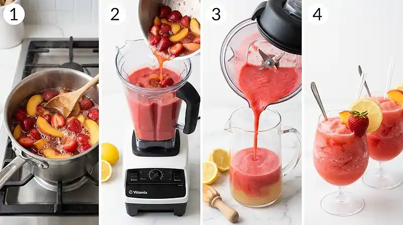 Gluten-Free Strawberry Peach Lemonade Slush 3 strawberry peach lemonade