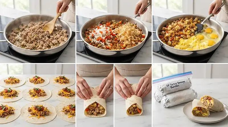 Freezer Turkey Sausage Breakfast Burritos 3 turkey sausage breakfast