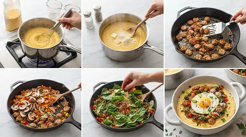 Savory Turkey Sausage Polenta Breakfast Bowl 3 turkey sausage breakfast