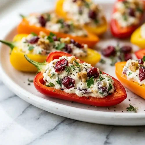 Cranberry Whipped Feta Stuffed Mini Peppers