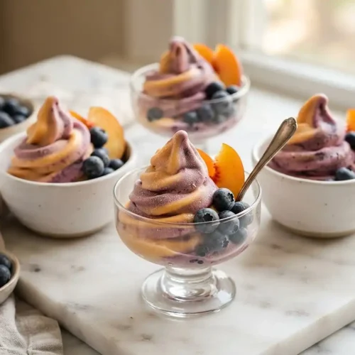 Dairy-Free Blueberry Peach Soft Serve