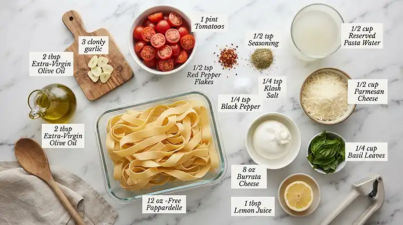Easy Gluten-Free Pappardelle Burrata Pasta