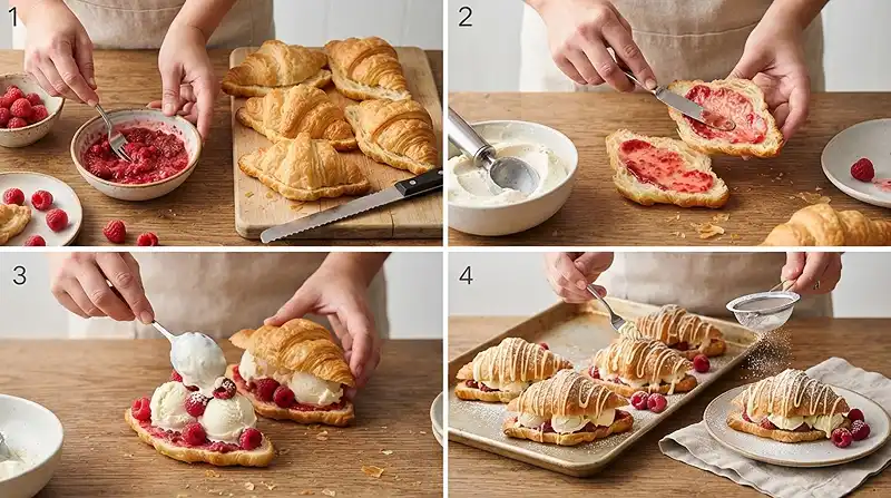 Raspberry Croissant Ice Cream Sandwich 3 Easy Gluten-Free Raspberry Ice Cream Dessert