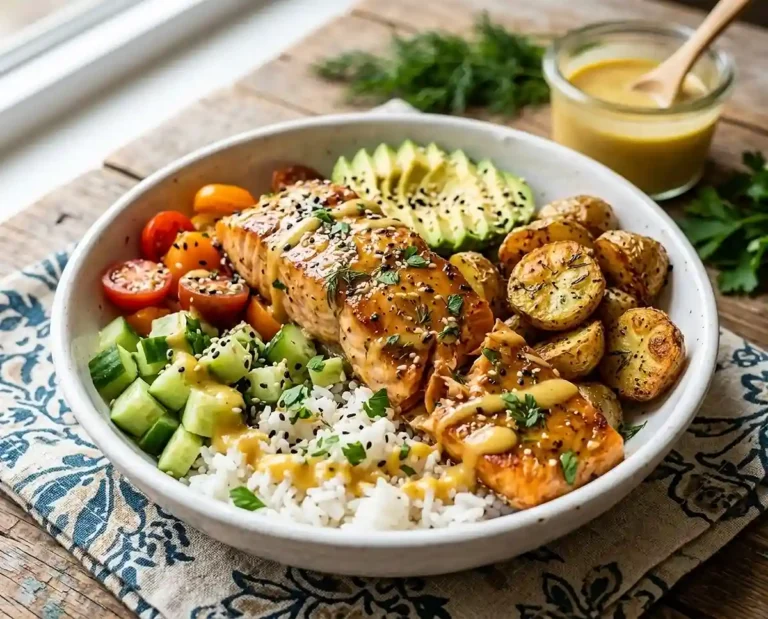 Gluten-Free Honey Mustard Salmon Potato Bowls