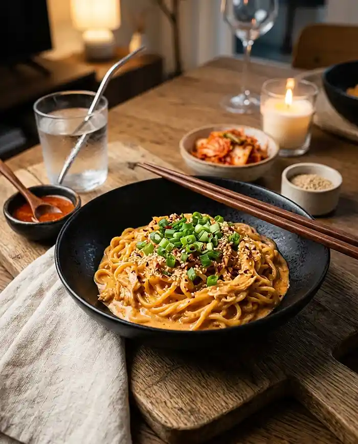 Gluten-Free Spicy Carbonara Noodles