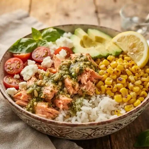 Pesto Salmon Corn Rice Bowls 5 Pesto Salmon Corn Rice Bowls