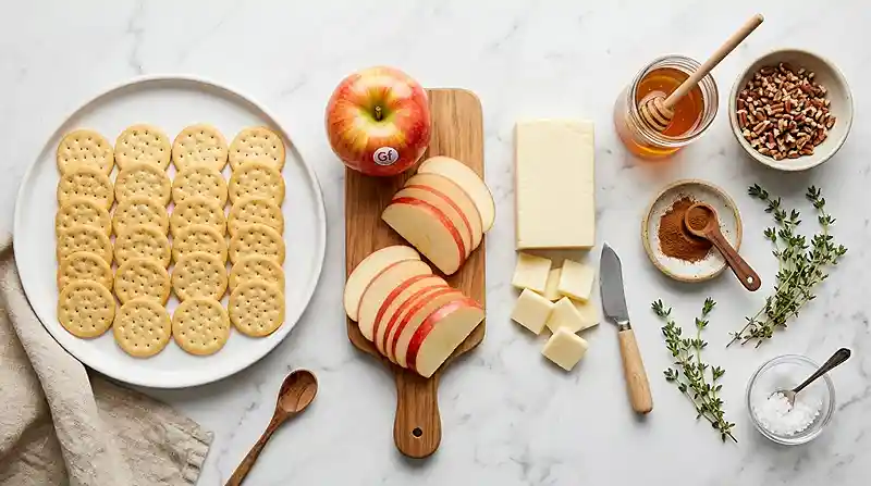 apple cheddar cracker stack bites