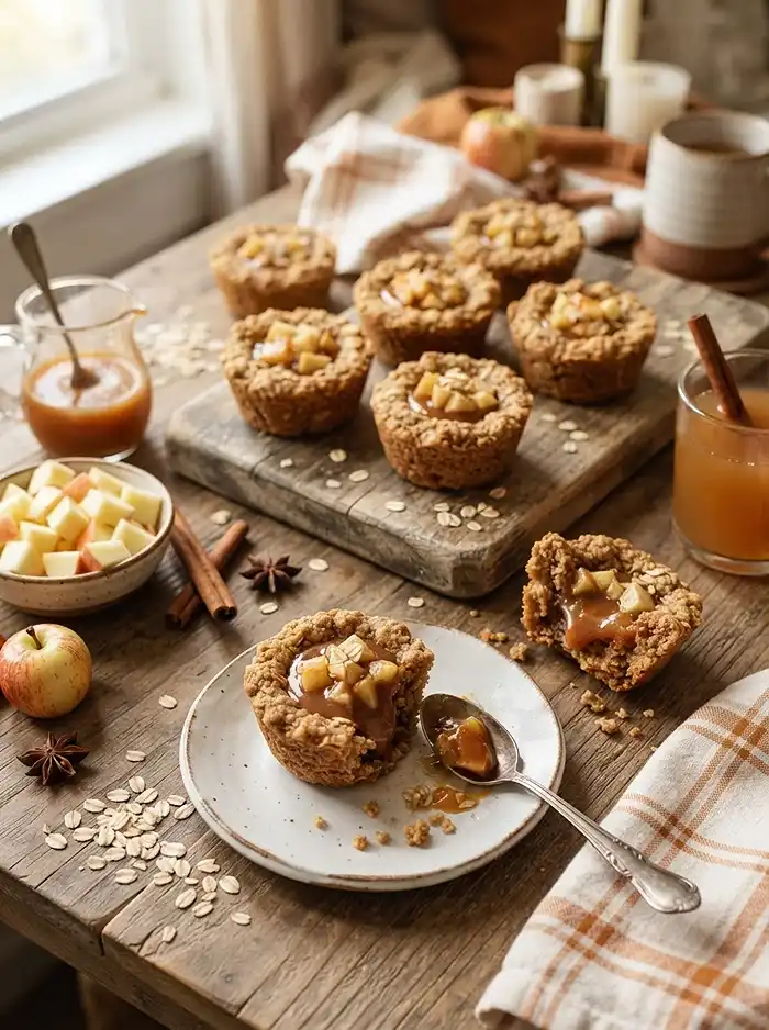 Caramel Apple Oatmeal Cookie Cups 4 apple cinnamon fall recipe