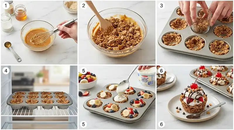 No-Bake Banana Split Granola Cups 3 banana split dessert