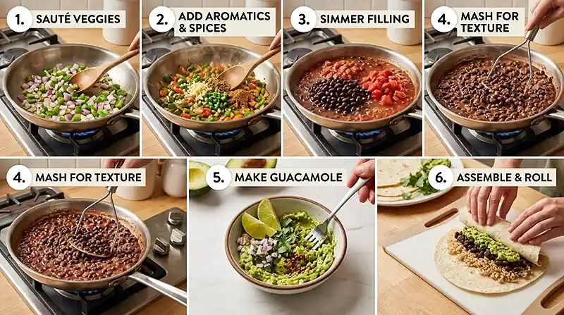 Vegetarian Black Bean Burrito Recipe 3 black bean burrito vegan recipe