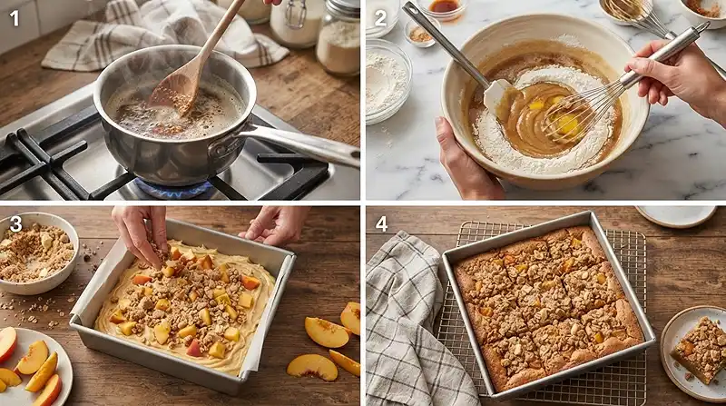 Brown Butter Peach Cobbler Blondies 3 brown butter peach cobbler bars