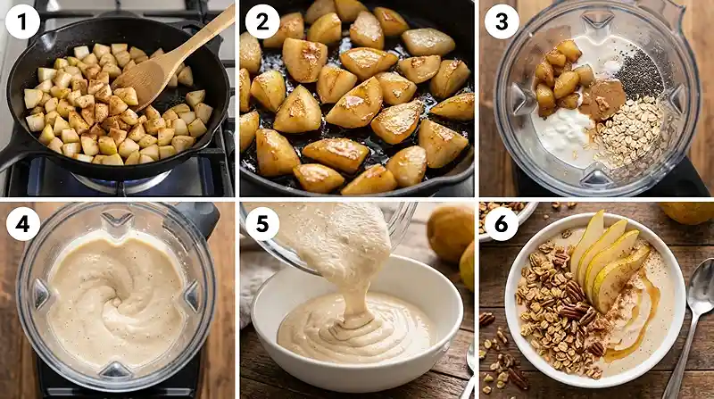 Caramelized Pear Oat Smoothie Bowl 3 cozy pear dessert idea