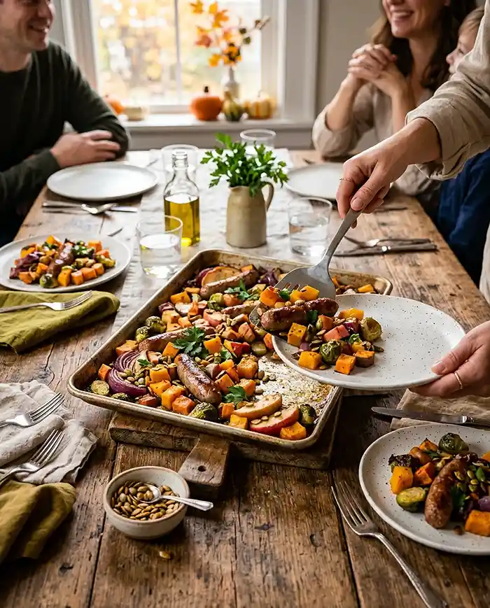 Sheet Pan Maple Sausage Veggie Roast 4 easy family dinner idea