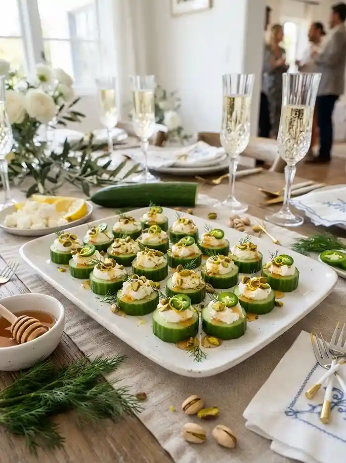 Hot Honey Feta Cucumber Bites 4 easy party snack