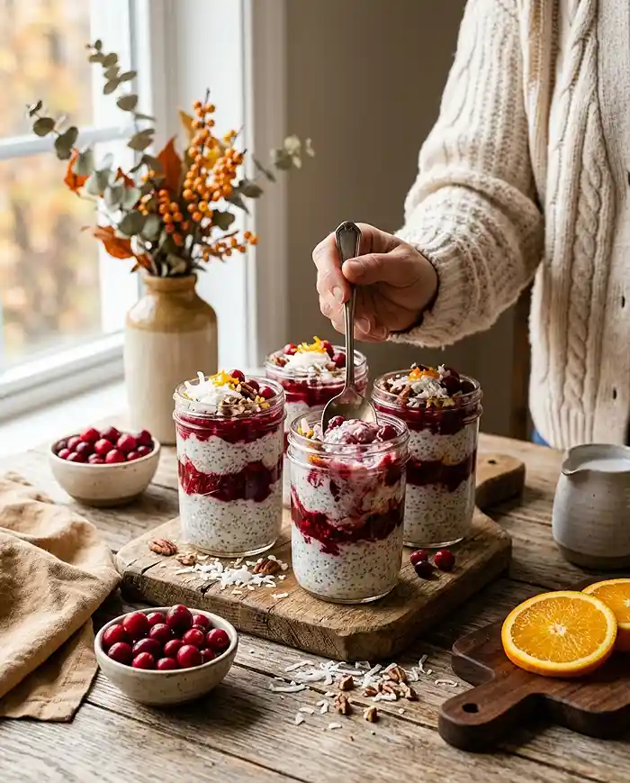 Cranberry Orange Coconut Chia Jars 4 fall meal prep breakfast